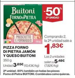 El Corte Inglés BUITONI Pizza forno di pietra jamón y queso oferta