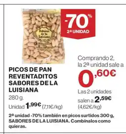 El Corte Inglés Picos de pan reventaditos sabores dela luisiana oferta