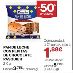 El Corte Inglés PASQUIER Pan de leche con pepitas de chocolate oferta