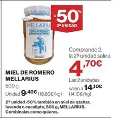 El Corte Inglés MELLARIUS Miel de romero oferta