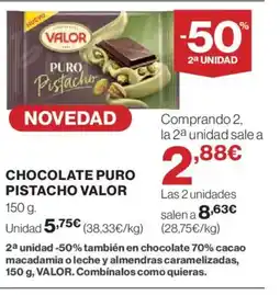 El Corte Inglés VALOR Chocolate puro pistacho oferta