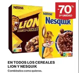 El Corte Inglés LION Y NESQUIK En todos los cereales oferta