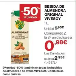 El Corte Inglés VIVESOY Bebida de almendra original oferta
