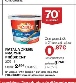 El Corte Inglés PRÉSIDENT Nata la creme fraiche oferta
