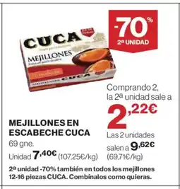 El Corte Inglés CUCA Mejillones en escabeche oferta