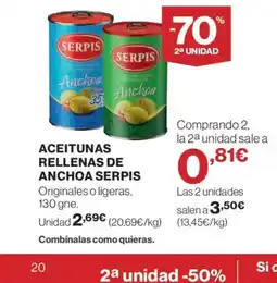 El Corte Inglés Aceitunas rellenas de anchoa oferta