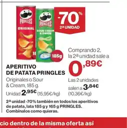 El Corte Inglés PRINGLES Aperitivo de patata oferta