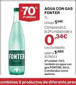 El Corte Inglés FONTER Agua con gas oferta