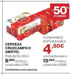 El Corte Inglés AMSTEL Cerveza cruzcampoo oferta