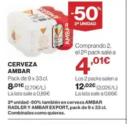 El Corte Inglés AMBAR Cerveza oferta