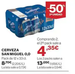 El Corte Inglés SAN MIGUEL O,O Cerveza oferta