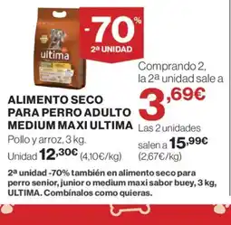 El Corte Inglés ULTIMA Alimento seco para perro adulto medium maxi oferta