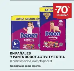 El Corte Inglés En pañales y pants dodot activity extra oferta