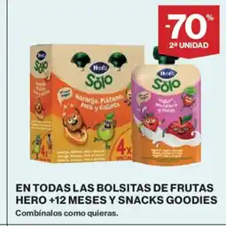El Corte Inglés En todas las bolsitas de frutas hero +12 meses y snacks goodies oferta