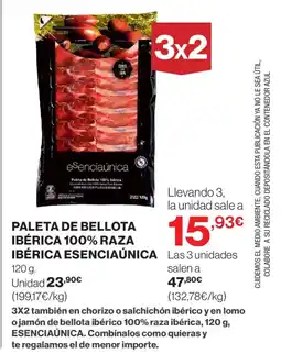 El Corte Inglés Paleta de bellota ibérica 100% raza ibérica esenciaúnica oferta