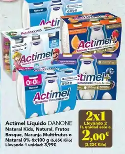 Gadis Danone - actimel liquido natural kids, natural, frutos bosque, naranja multifrutas o natural 0% oferta