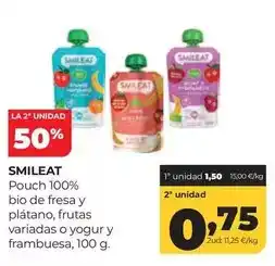 Alimerka Smileat - pouch 100% bio de fresa y platano, frutas oferta