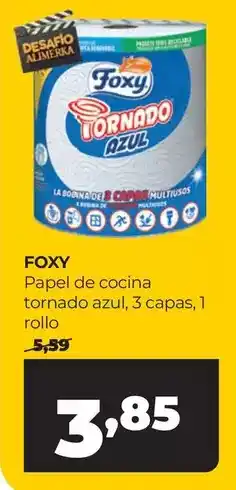 Alimerka Foxy - papel de cocina tornado azul, 3 capas oferta