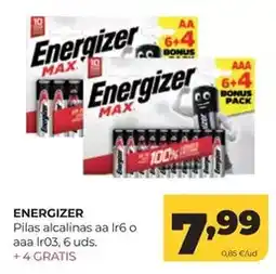 Alimerka Energizer - pilas alcalinas aa lr6 o aaa lr03 oferta