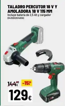 Brico Depôt Taladro percutor 18 v y amoladora 18 v 115 mm oferta