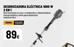 Brico Depôt Titan - desbrozadora eléctrica 1000 w 2 en 1 oferta