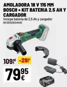 Brico Depôt Bosch - amoladora 18 v 115 mm + kit bateria 2.5 ah y cargador oferta