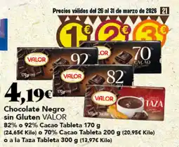 Gadis VALOR Chocolate Negro sin Gluten oferta
