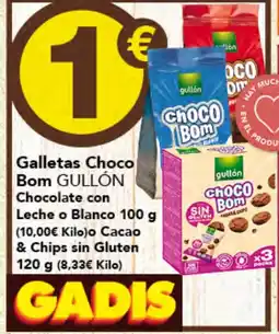 Gadis GULLON Galletas Choco Bom Chocolate con Leche o Blanco o Cacao & Chips sin Gluten oferta