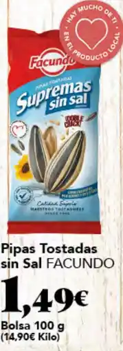Gadis FACUNDO Pipas Tostadas sin Sal oferta