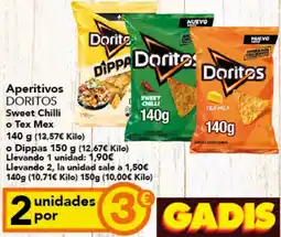 Gadis DORITOS Aperitivos Sweet Chilli o Tex Mex o Dippas oferta