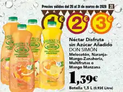 Gadis DON SIMÓN Néctar Disfruta sin Azúcar Añadido Melocotón, Naranja- Mango-Zanahoria, Multifrutas o Mango Manzana oferta