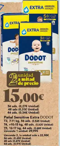 Gadis DODOT Pañal Sensitive Extra oferta