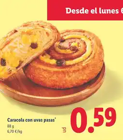 Lidl Caracola con uvas pasas oferta