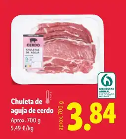 Lidl Chuleta de aguja de cerdo oferta
