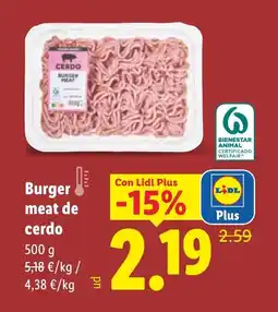 Lidl Burger meat de cerdo oferta
