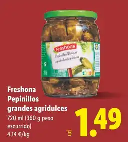 Lidl FRESHONA Pepinillos grandes agridulces oferta