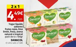 Maskom Supermercados DANACOL Yogur líquido sabores: frutos rojos, lima limón, fresa, avena natural o tropical oferta