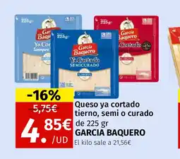 Maskom Supermercados GARCIA BAQUERO Queso ya cortado tierno, semi o curado tierno semi o curado oferta