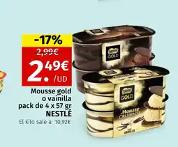 Maskom Supermercados NESTLÉ Mousse gold o vainilla oferta