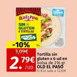 Maskom Supermercados OLD EL PASO Tortilla sin gluten x 6 ud en oferta