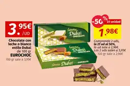 Maskom Supermercados EUROCHOC Chocolate con leche o blanco oferta