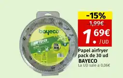 Maskom Supermercados BAYECO Papel airfryer pack de 30 ud oferta