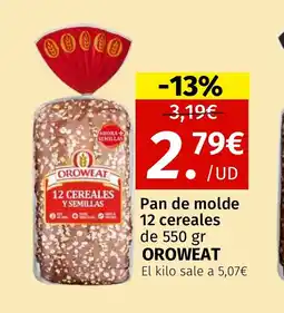 Maskom Supermercados OROWEAT Pan de molde 12 cereales oferta
