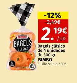 Maskom Supermercados BIMBO Bagels clásico de 4 unidades oferta