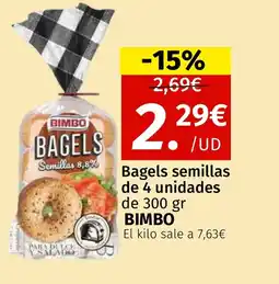 Maskom Supermercados BIMBO Bagels semillas de 4 unidades oferta