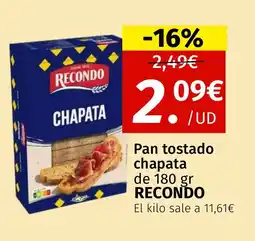 Maskom Supermercados RECONDO Pan tostado chapata oferta