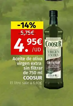 Maskom Supermercados COOSUR Aceite de oliva virgen extra sin filtrar oferta