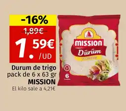 Maskom Supermercados MISSION Durum de trigo oferta
