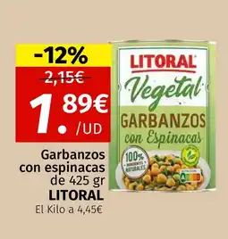 Maskom Supermercados LITORAL Garbanzos con espinacas oferta
