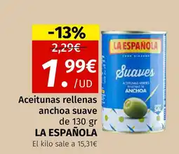 Maskom Supermercados LA ESPAÑOLA Aceitunas rellenas anchoa suave oferta